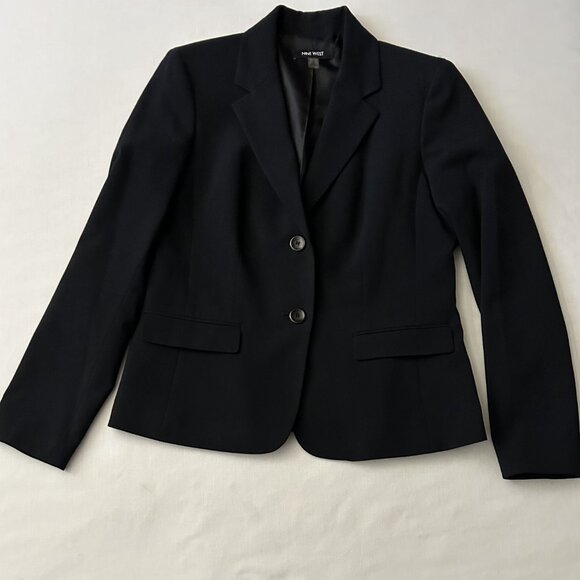 Nine West Women's Black 2-Button Poly/Viscose/Elastane Fully Lined Blazer Size 4 - Picture 3 of 10